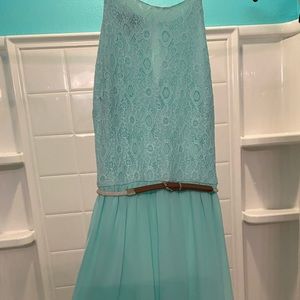 Mint green dress with belt